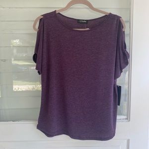 Eggplant Cold Shoulder Top